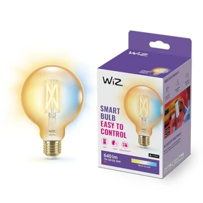 Image de WiZ ampoule LED Connectée Vintage Globe E27, Nuances de Blanc, équivalent 50W, 640 lumen, fonctionne avec Alexa, Google Assistant et Apple HomeKit