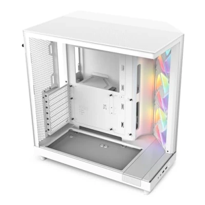 Image de NZXT H6 Flow RGB CC H61FW R1 Boîtier Moyen Tour Compact Double Chambre Airflow Comprend 3 Ventilateurs 120 mm Panneaux panoramiques en Verre Haute Performance Blanc