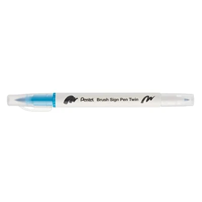 Image de Pentel Arts Brush Sign Pen Twin SESW30C Lot de 10 feutres pinceau bi pointe, Pointe large et fine, Acquarellable, Turquoise
