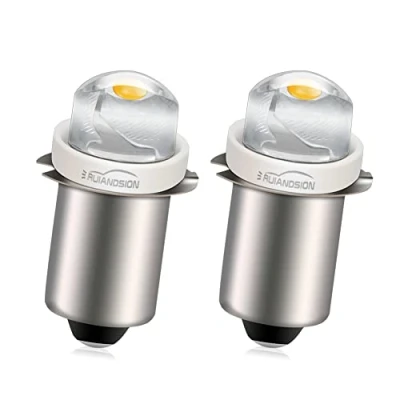 Image de Ruiandsion Lot de 2 ampoules LED P13.5S 6 V 0,5 W Blanc chaud Mini Lampe frontale poche Non polaire Convient à la fois terre négative et positive