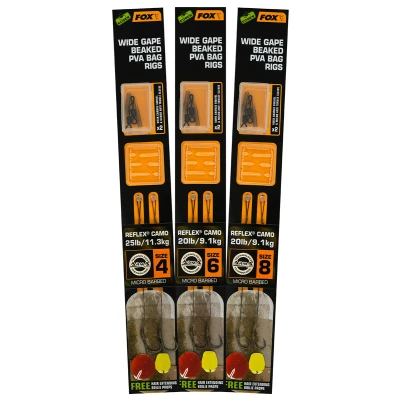 Image de Fox Edges Wide Gape Beaked PVA Bag Rigs Maat : 20lb (9.1 kilo) Size 6