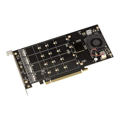 Image de KALEA INFORMATIQUE Carte contrôleur M2 PCIe x16 pour 4 SSD M.2 NVMe M Key avec Chipset PLX8747 Bande passante 128GB Max 16000MB/s