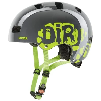 Image de uvex Kid 3 Casque de Vélo Solide pour Enfants Réglage la Taille Individuel Ventilation Optimisée Dirtbike Grey Lime 51 55 cm