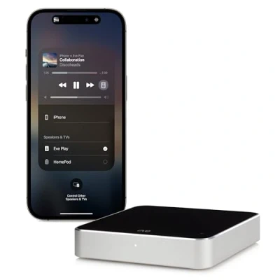 Image de Eve Play (Apple Home) Interface de Diffusion Audio pour AirPlay, Compensation Automatique la Latence, Trois Sorties Audio, Ethernet, Wi FI 2,4/5 GHz, Configuration Simple
