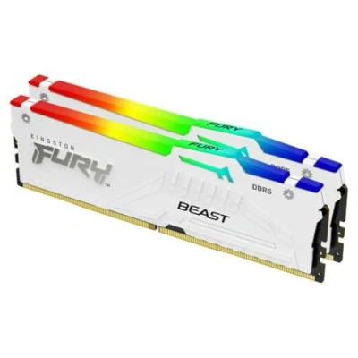 Image de Kingston FURY Beast White RGB XMP 64GB 6000MT/s DDR5 CL30 DIMM Desktop Gaming Memory Kit of 2 KF560C30BWAK2 64