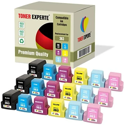 Image de TONER EXPERTE Pack 18 XL Remplacement pour HP 363 Cartouches d&#039;encre compatibles Photosmart C5180 C6150 C6180 C6280 C7180 C7280 C8180 3110 3210 3310 8250 D6160 D7160 D7260 D7460 3210xi