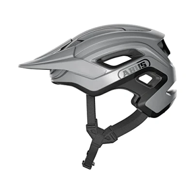 Image de ABUS MTB Helm Cliffhanger Casque de vélo pour les trails exigeants avec grandes ouvertures d&#039;aération et un système courroie TriVider hommes femmes Argent, taille M