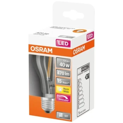 Image de OSRAM LED filament standart dimmable. 5W E27 470lm 2700K