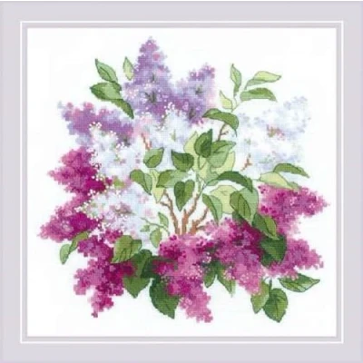 Image de Riolis Kit de point croix avec motif fleurs violettes