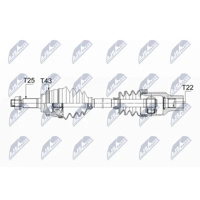 Image de NTY NPW SU 025 Arbre de transmission Essieu avant droit 640 SUZUKI: SWIFT 3