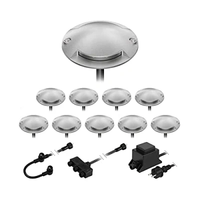 Image de ledscom.de Lampadaire LED Bunda, 2 lampes, pour l&#039;extérieur, passable, blanc chaud, lot de 10