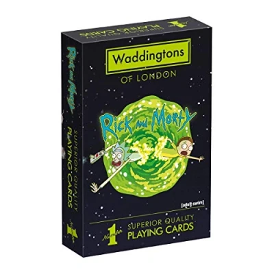 Image de Waddingtons Jeu de Cartes à Jouer numéro 1 Rick and Morty, Wubba Lubba Dub Dub, avec Rick, Mr Meeseeks et Birdperson, Excellent Cadeau Jouet pour Les Fans Natation Adulte,