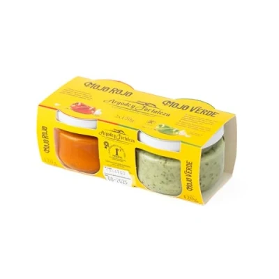 Image de Argodey Fortaleza Mojo Rouge &amp; Vert Pack 2 x 120g Sauce traditionnelle canarienne pour viande poisson légumes arepas épicée