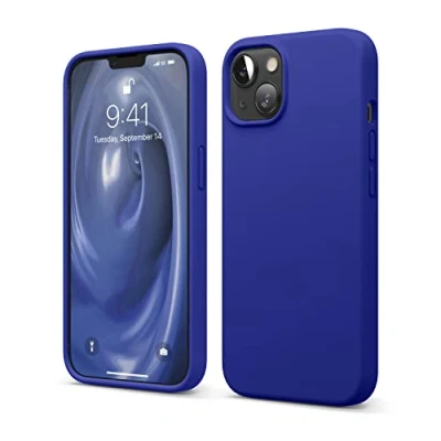 Image de elago Coque Silicone Liquide Compatible avec iPhone 13 (6.1), Case en Premium, Étui Protection Complète Cover Antichoc à 3 Structure, Microfibre Douce Empêche Les Rayures (Bleu Cobalt)