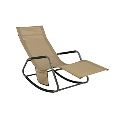Image de SoBuy OGS47 KA Fauteuil à Bascule Transat de Relaxation Chaise Longue Bain Soleil Rocking Chair avec Pochette latérale et Repose Pieds Charge Max 120 kg