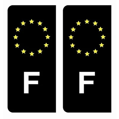 Image de HADEXIA Autocollant Stickers Plaque immatriculation Voiture Auto F France Union Européenne Europe EU Noir étoiles Jaunes