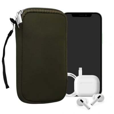 Image de kwmobile Housse Universelle Smartphone Pochette de Protection 16,5 x 8,9 cm pour téléphone Portable L 6,5&quot; en néoprène Vert foncé