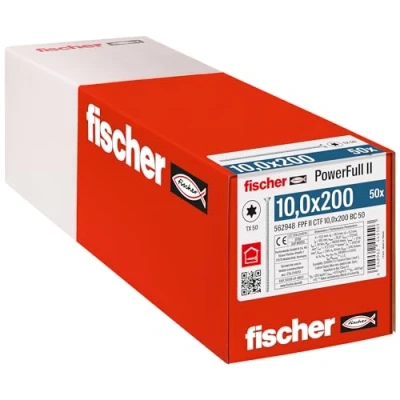 Image de Fischer Vis de Renfort Powerfull FPF II CTF 10x200 revêtement zingué, Filetage Total, tête fraisée avec Empreinte Torx/Boîte 50