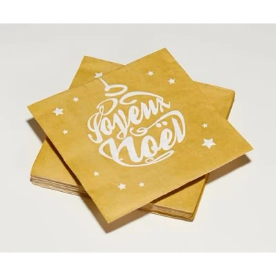 Image de 20 serviettes en ouate 40x40cm 3plis Lettrage Boule Or