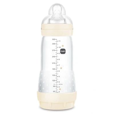 Image de MAM Biberon Easy Start Anti colic A125 breveté avec tétine 3 en silicone SkinSoftTM ultra douce pour bébés à partir de 4 mois, 320 ml, neutre, 1 pièce auto stérilisable min modèles aléatoire