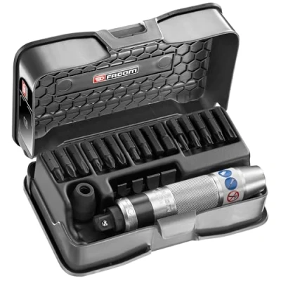 Image de FACOM Jeu de 21 Tournevis à Frapper Entraînement 1/2&quot; avec Embouts au Profil TORX, Pozidriv, Phillips, Fendue et Hexagonaux Boite Rangement NS.265M Outillage Main