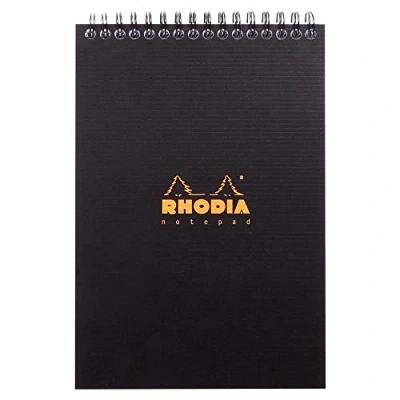 Image de RHODIA 16921C Bloc notes à spirale (reliure intégrale) Notepad Noir A5 14,8 x 21 cm Ligné 80 Feuilles Détachables Papier Clairefontaine 90 g/m² Couverture Polypro recyclé Rhodiactive