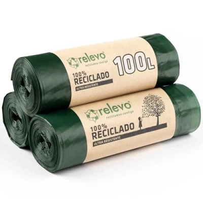 Image de Relevo Sacs Poubelle 100% recyclés, très résistant 100 L, 13 pièces