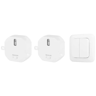 Image de Kit domotique Interrupteur sans fil Smartwares Plug &amp; Connect double et modules encastrables