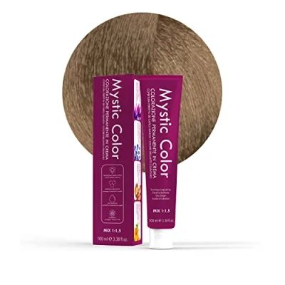 Image de Mystic Color, Coloration Cheveux, Formule Enrichie en Huile d&#039;Argan et Calendula, Crème Colorante Permanente Longue Durée, Blond Clair 8, 100 ml