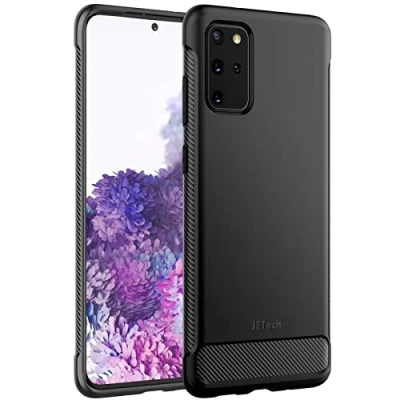 Image de JETech Coque Fine pour Samsung Galaxy S20 Plus 5G, Étui Housse de Téléphone Ultra Mince Anti Chocs avec Conception en Fibre Carbone (Noir)