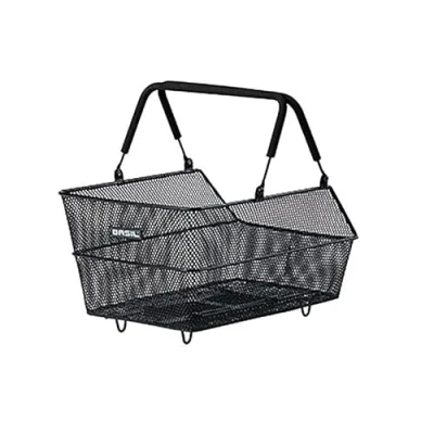 Image de Basil Cento S MIK Panier de vélo arrière Noir système verrouillable avec résistant aux intempéries, Volume 11 litres, idéal pour Les Courses et l&#039;utilisation Quotidienne