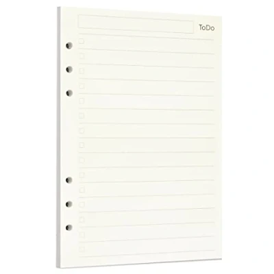Image de Zelten Recharge de papier perforé pour reliure à 6 trous Journal intime rechargeable (A5/6 Hole, Todo)