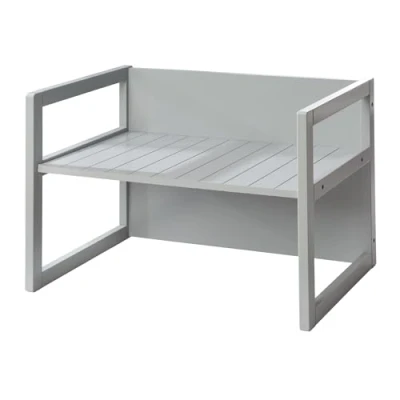 Image de ROBA Banquette Enfant Réglable à 2 Hauteurs d&#039;Assise Convertible en Table Style Campagne Gris