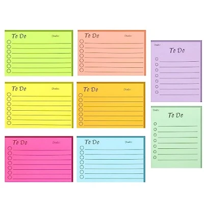 Image de Newplenty 8 Bloc Notes To Do List,Notes Autocollantes Colorées avec Lignes,Sticky Adhésifs pour le Bureau, la Maison, l&#039;école (400 Feuilles au Total) (10 x 7 und 8.9 7.6 cm)