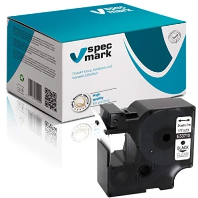 Image de specmark Compatible avec DYMO D1 53710 Ruban encreur 24 mm x 7 m Noir sur transparent (S0720920) pour imprimante LM Label Manager LP Point LW Writer DUO