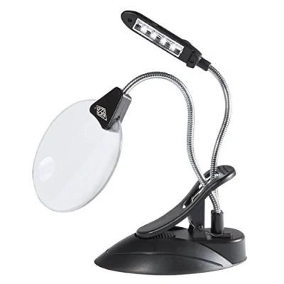 Image de Wedo 27175201 Loupe de table à éclairage LED Grossissement 2 + 4 fois Noir
