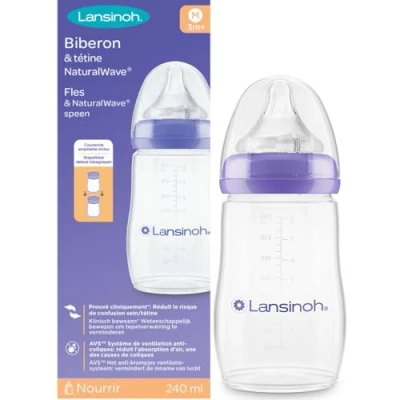 Image de Lansinoh Biberon + Tétine NaturalWave 3m+ 240 ml