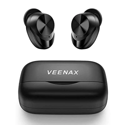 Image de VEENAX X11 Ecouteurs Bluetooth sans Fil, Oreillette Intra Auriculaires Sport Contrôle Tactile, Casque Stéréo avec Microphone et Basses, Batterie Externe Mini, 150 Heures/CVC 8.0/USB Type C, Noir