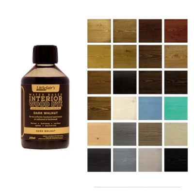 Image de Littlefair&#039;s Teinte Bois 250ml Teinture Écologique À Base D&#039;Eau et Sûre Lasure Intérieur à Séchage Rapide Peinture pour Nettoyage Facile Couleur:Noyer foncé