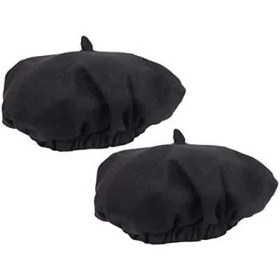 Image de com four® 2X Béret Noir, pour la Vie de Tous Les Jours, Carnaval, Halloween &amp; soirées à thème, en Taille Unique, Grand Accessoire Mode ou Costume