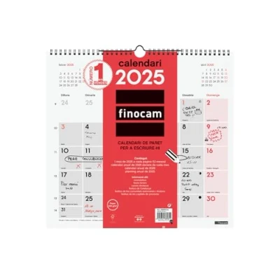 Image de Finocam Calendrier mural neutre pour écrire 2025 mois vue janvier décembre (12 mois) catalan