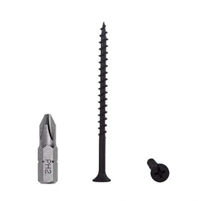 Image de Lot de 100 Vis à bois en acier carbone phosphate noir 4,2 x 70 mm pour cloison sèche, fixations panneaux d&#039;aggloméré, tête bugle Phillips (100, mm)