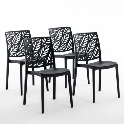Image de Lot de chaises Dafne en polypropylène renforcé, empilables, Usage intérieur et extérieur (4 Chaises, Anthracite)