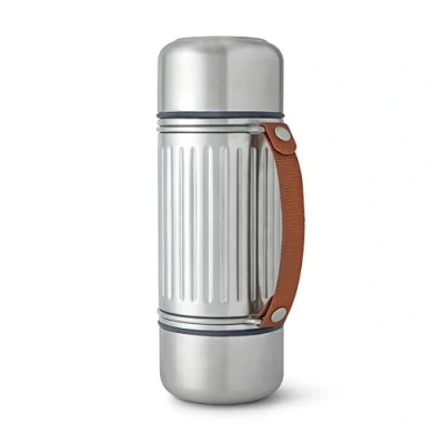 Image de Black + Blum Bouteille isotherme en acier inoxydable 304 avec couvercle anti fuite, sangle de transport nylon et deux tasses à double paroi Garde au chaud froid pendant 24 heures
