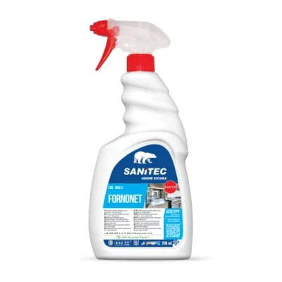 Image de Sanitec, Fornonet, Nettoyant alcaline moussant super concentré pour fours, grils et plaques, élimination rapide des encrassements résidus de cuisson, 100% fabriqué en Italie, flacon 750 ml