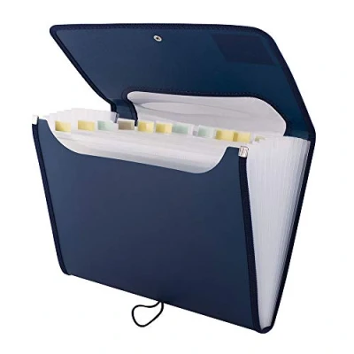 Image de D.RECT 5590 Trieur Extensible 12 Poches A4 Classeur documents Accordéon Pochettes Porte marine