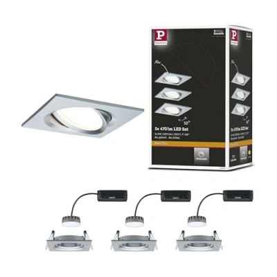 Image de Paulmann 93680 spot encastré LED Nova Plus carré orientable incl. 3x6,8 watts gradable projecteurs encastrés alu lampe encastrée 2700 K