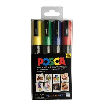 Image de Posca 153544133 Marqueur Jaune/Vert/Bleu/Rouge (Lot de 4)