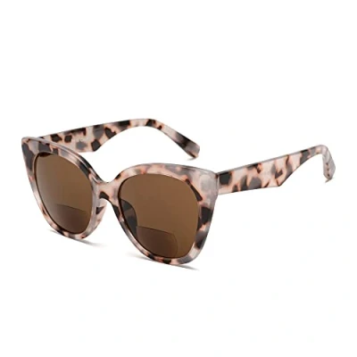 Image de JM Lunettes de Lecture Bifocales Classiques Soleil élégantes Cateye Surdimensionnées pour Femmes Tortue +1,0