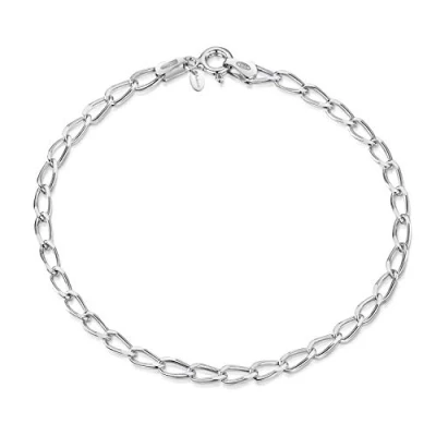 Image de Amberta Bracelet à Breloques pour Femmes en Argent 925/1000 Maille Cheval Ajustable: Argenté